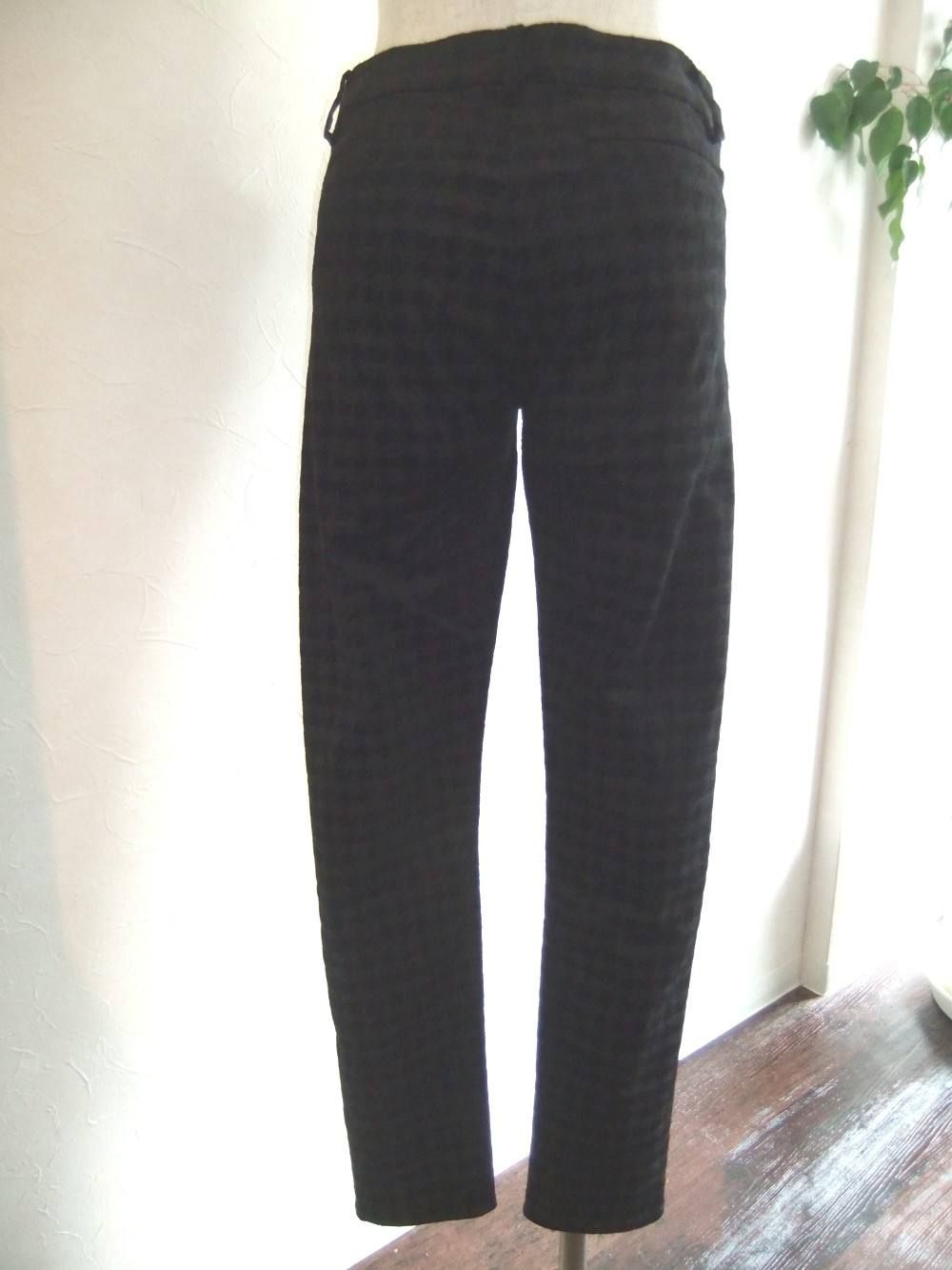 コットン混ストレッチ別珍千鳥柄オパール加工パンツ