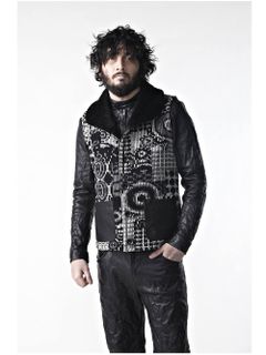 The Boogie Band イタリーニット+オイルカーフベストK-725-02(BLACK)