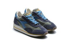 diadora (ディアドラ) レザー スニーカー ネイビー × カーキ