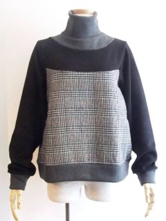 チェック 切替え スウェット プルオーバー  BB75-914