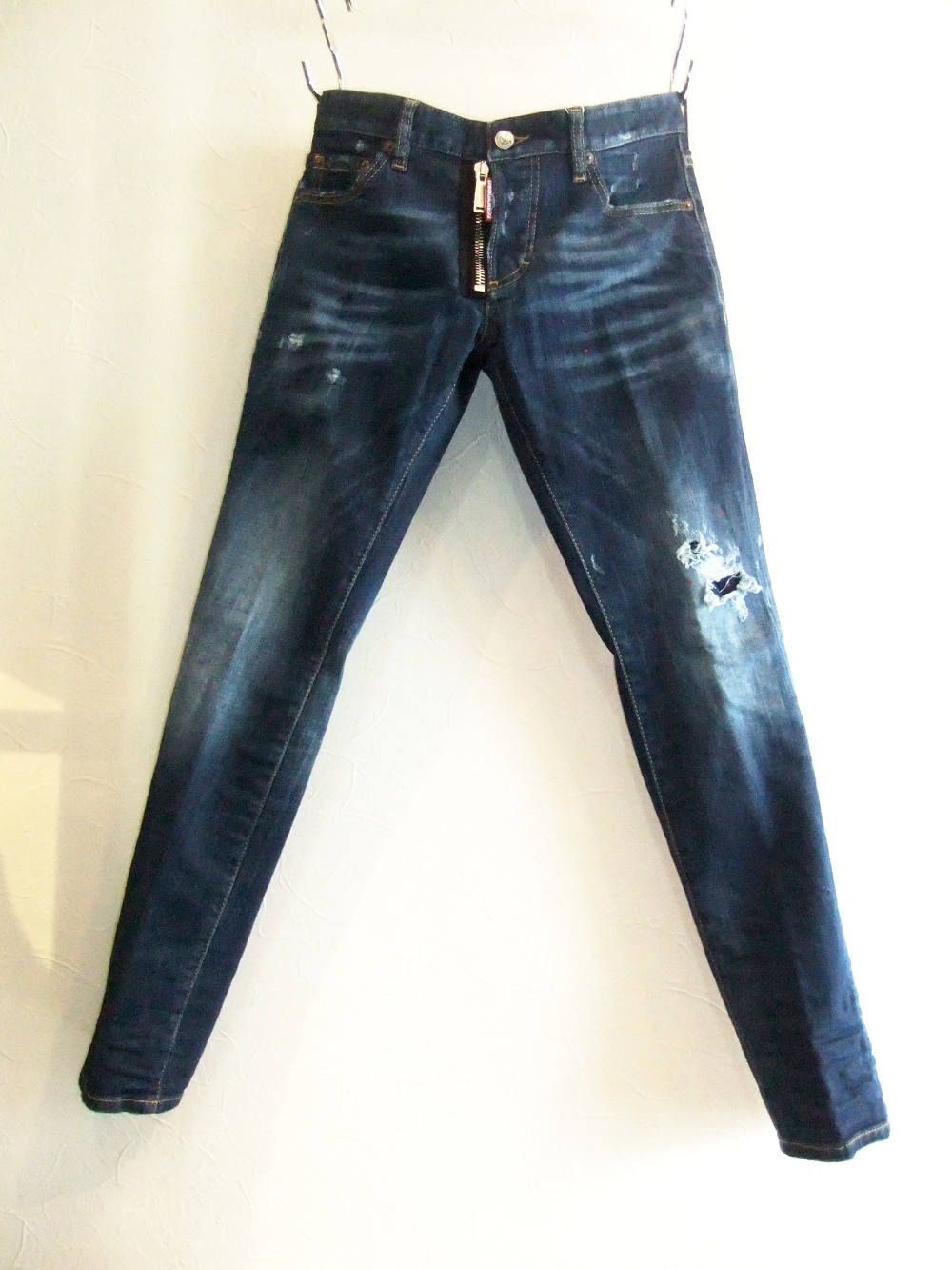 Dsquared2 - SLIM JEAN フロントジップ DARK TATOO WASH