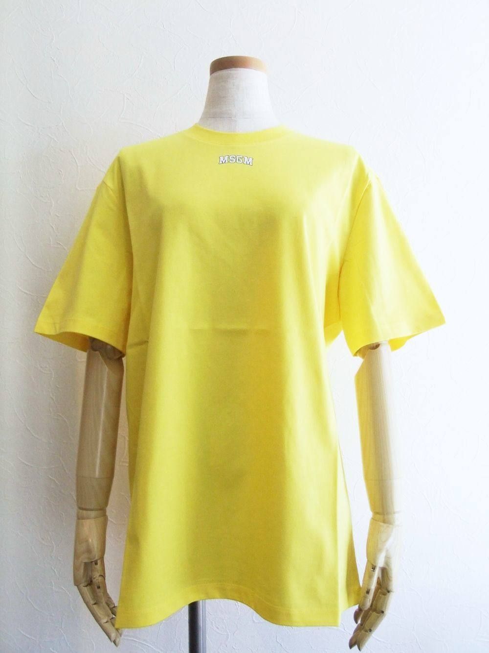 《LADIES》 バック ロゴプリント コットン T-シャツ (イエロー) MDM160-184299
