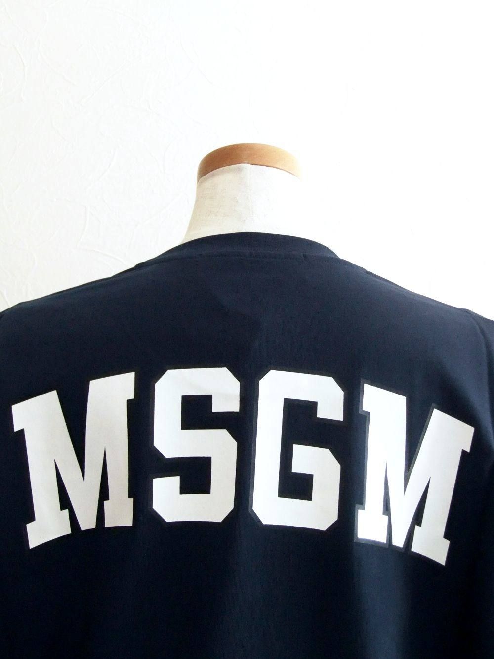 《LADIES》 バック ロゴプリント コットン T-シャツ (ネイビー) MDM160-184299
