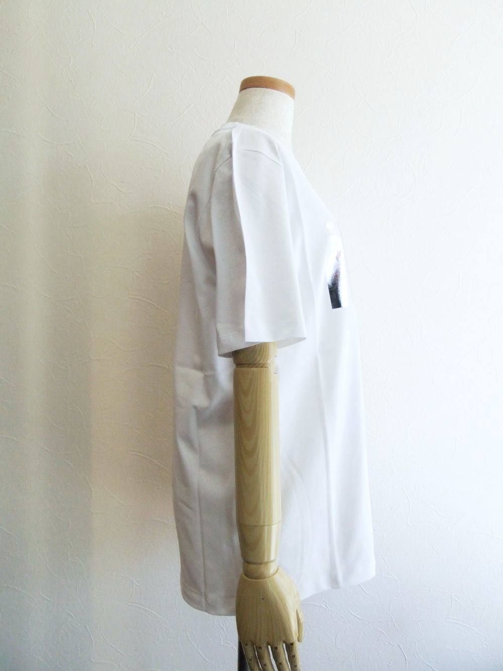 《LADIES》 シルバー ロゴプリント コットン T-シャツ (ホワイト)MDM162-184299