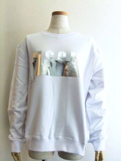 《LADIES》 シルバー ロゴプリント スウェットTシャツ (ホワイト) MDM161-184298