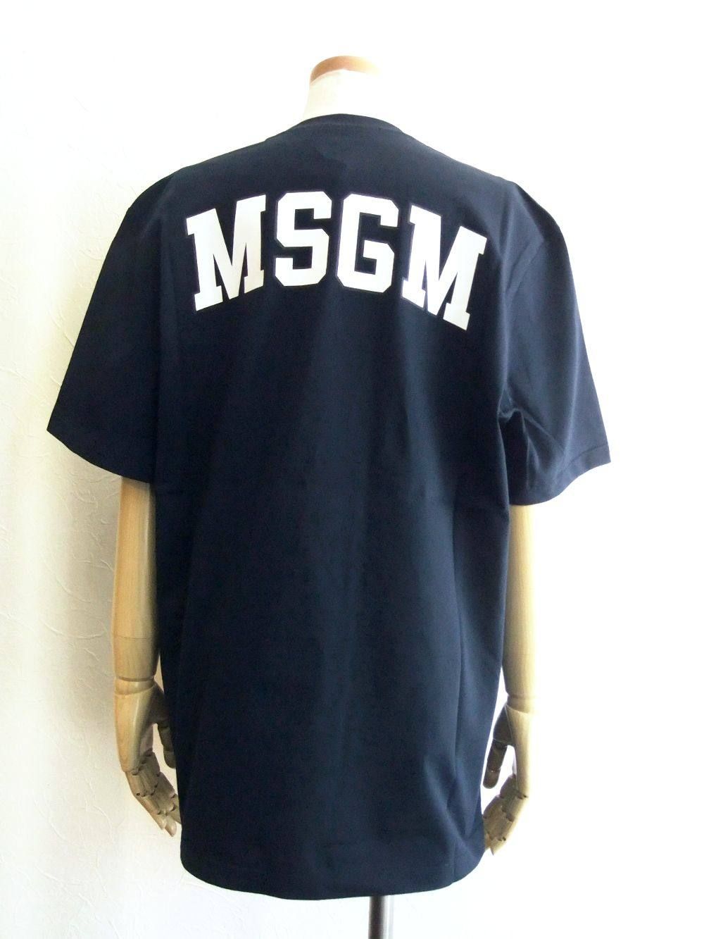 《LADIES》 バック ロゴプリント コットン T-シャツ (ネイビー) MDM160-184299