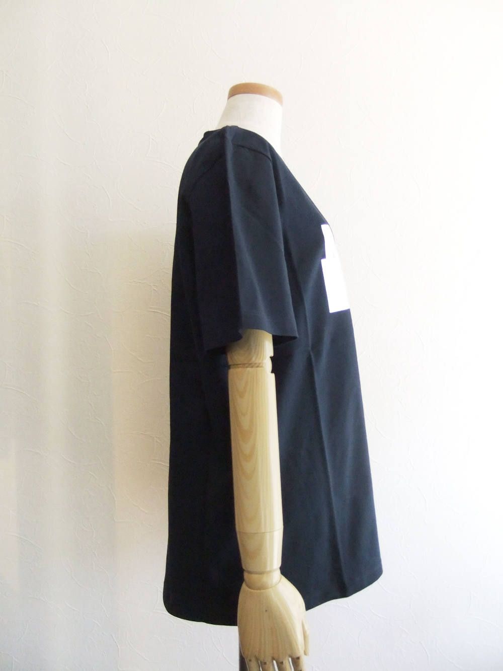 《LADIES》 シルバー ロゴプリント コットン T-シャツ (ネイビー) MDM162-184299
