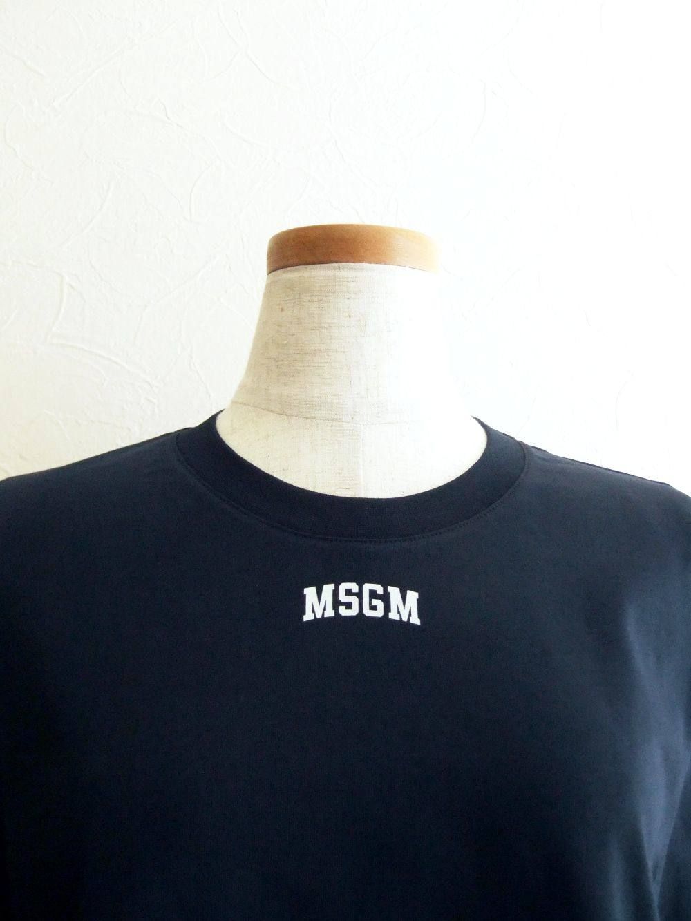《LADIES》 バック ロゴプリント コットン T-シャツ (ネイビー) MDM160-184299
