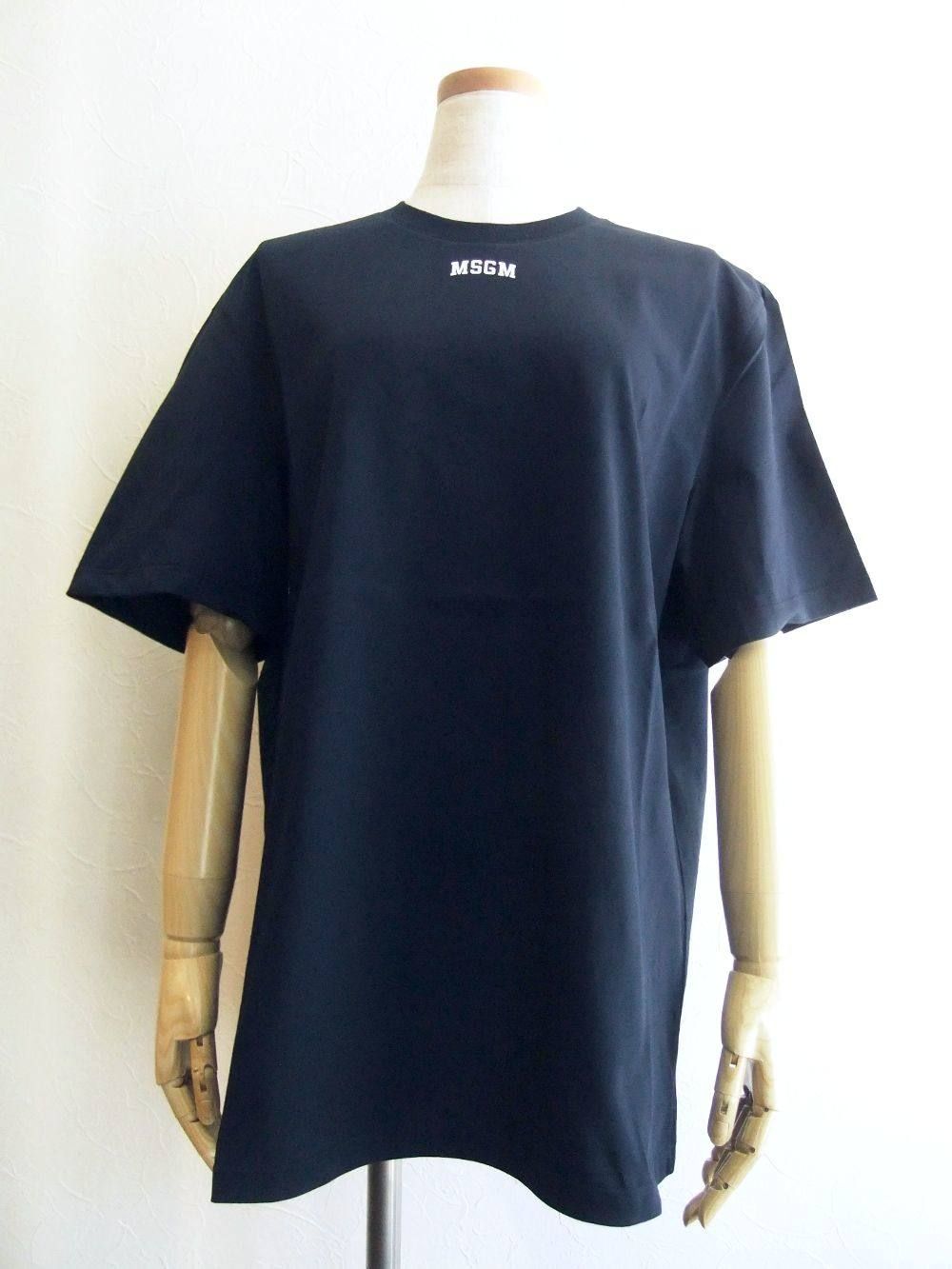 《LADIES》 バック ロゴプリント コットン T-シャツ (ネイビー) MDM160-184299