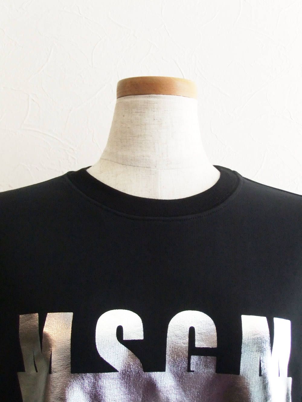 《LADIES》 シルバー ロゴプリント スウェットTシャツ (ブラック)MDM161-184298