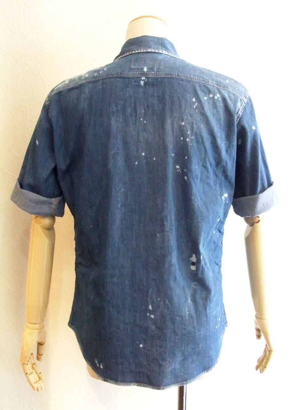 Dsquared2 - フリルピンタック ロールアップ デニムシャツ STRETCH DENIM 6.5oz RELAX DAN ROLL UP  FIT S71DM0147 | 4.444glad