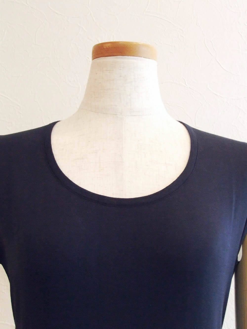 CARLY 30G キャップスリーブ コットン ニット (NAVY)