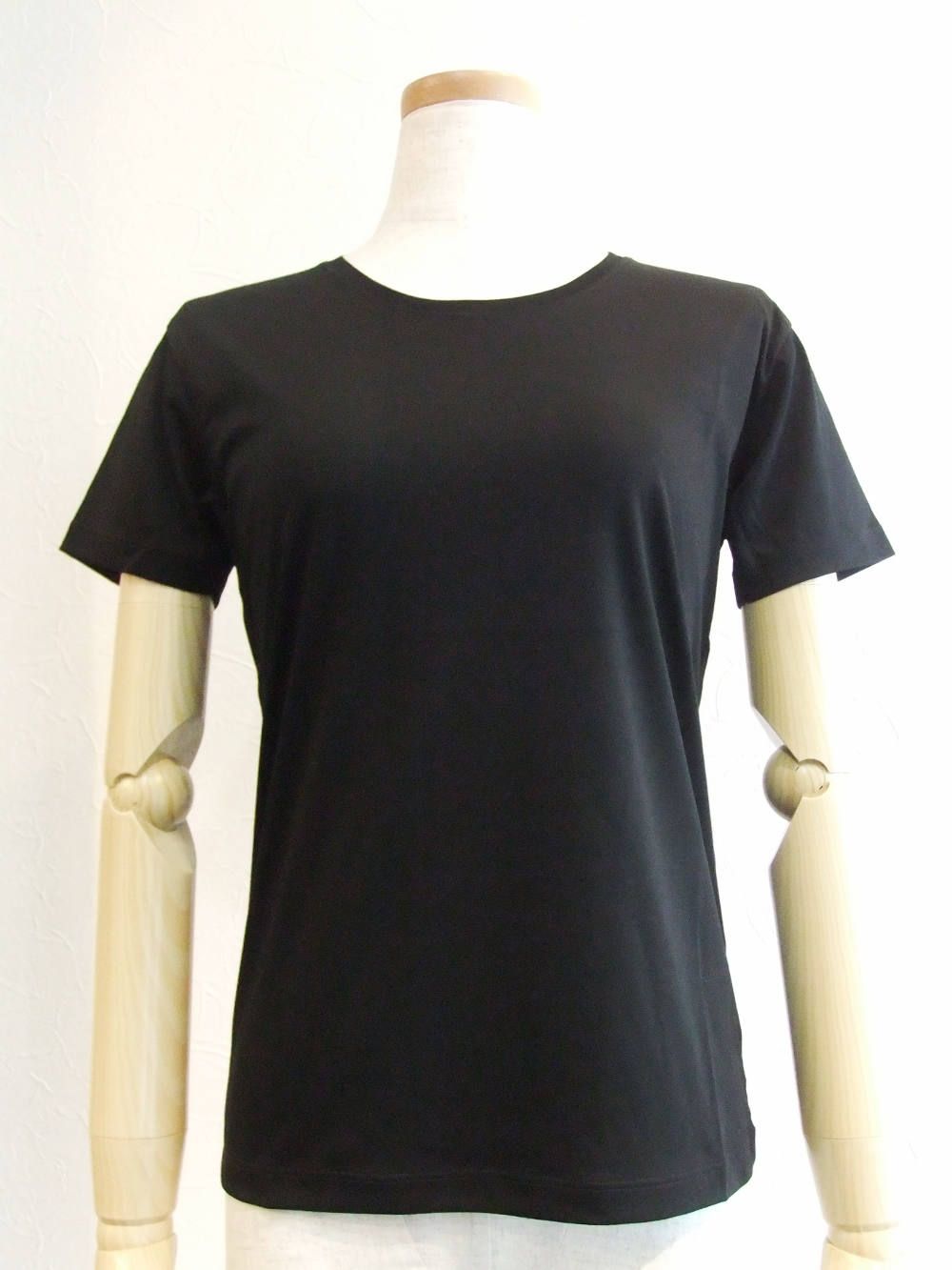 半袖  クルーネック コットン Tシャツ (ブラック)