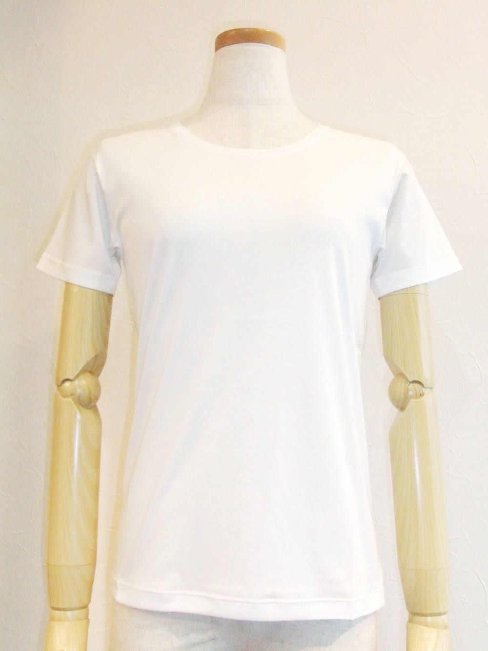 半袖 クルーネック コットン Tシャツ (ホワイト)