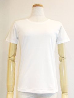 半袖 クルーネック コットン Tシャツ (ホワイト)
