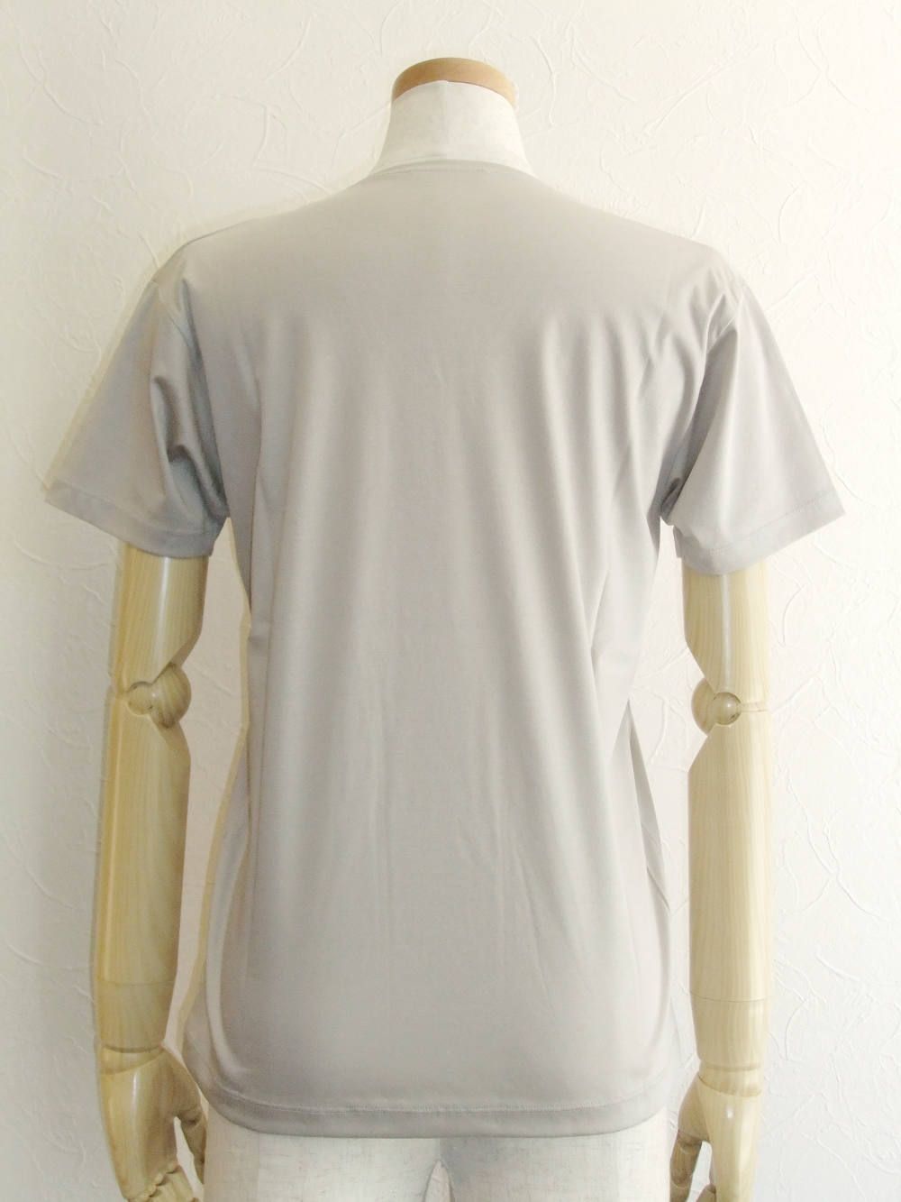 半袖 Vネック コットン Tシャツ (グレージュ)