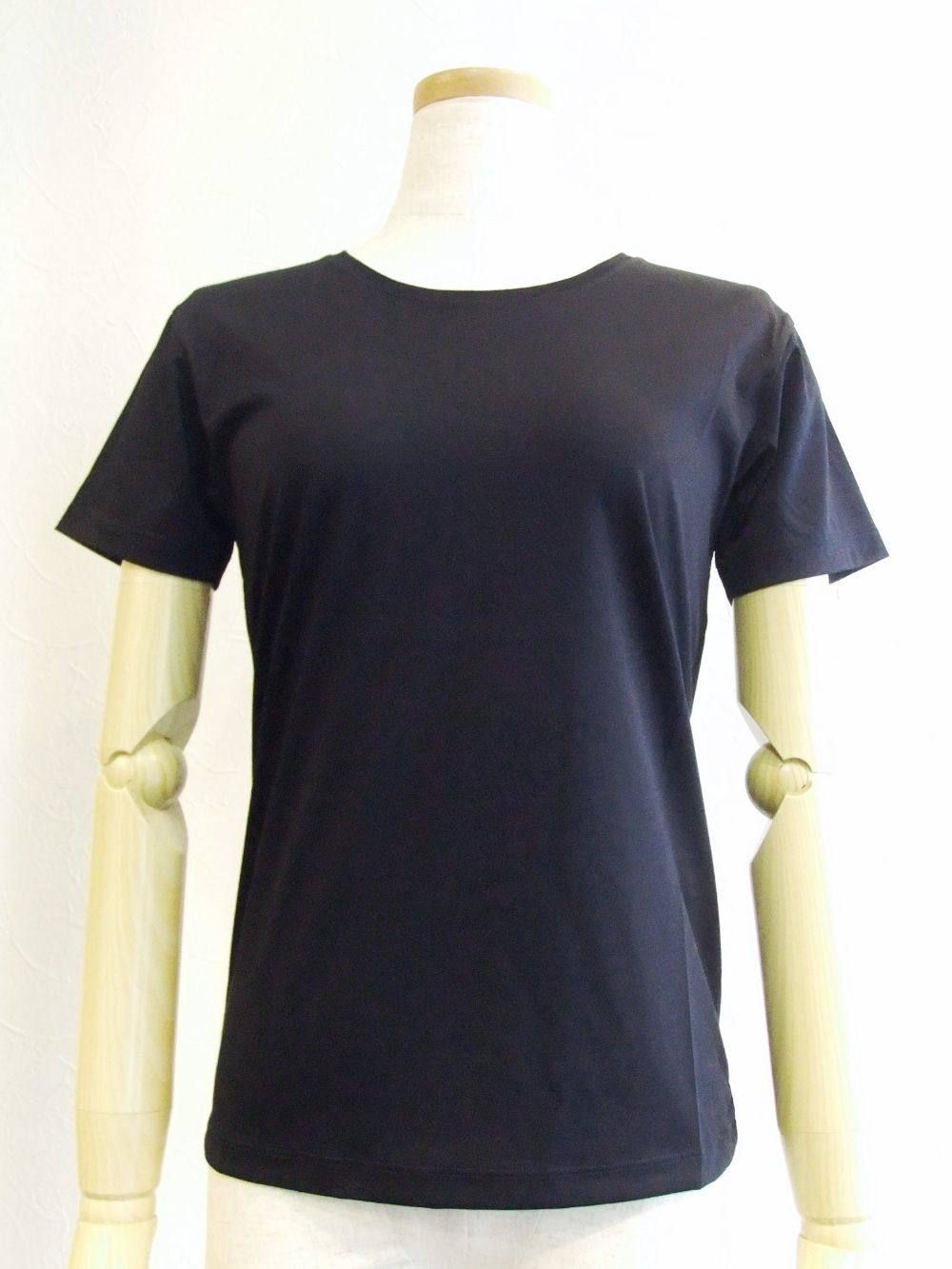 半袖 クルーネック コットン Tシャツ (ネイビー)