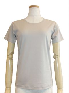 半袖 クルーネック コットン Tシャツ (グレージュ)