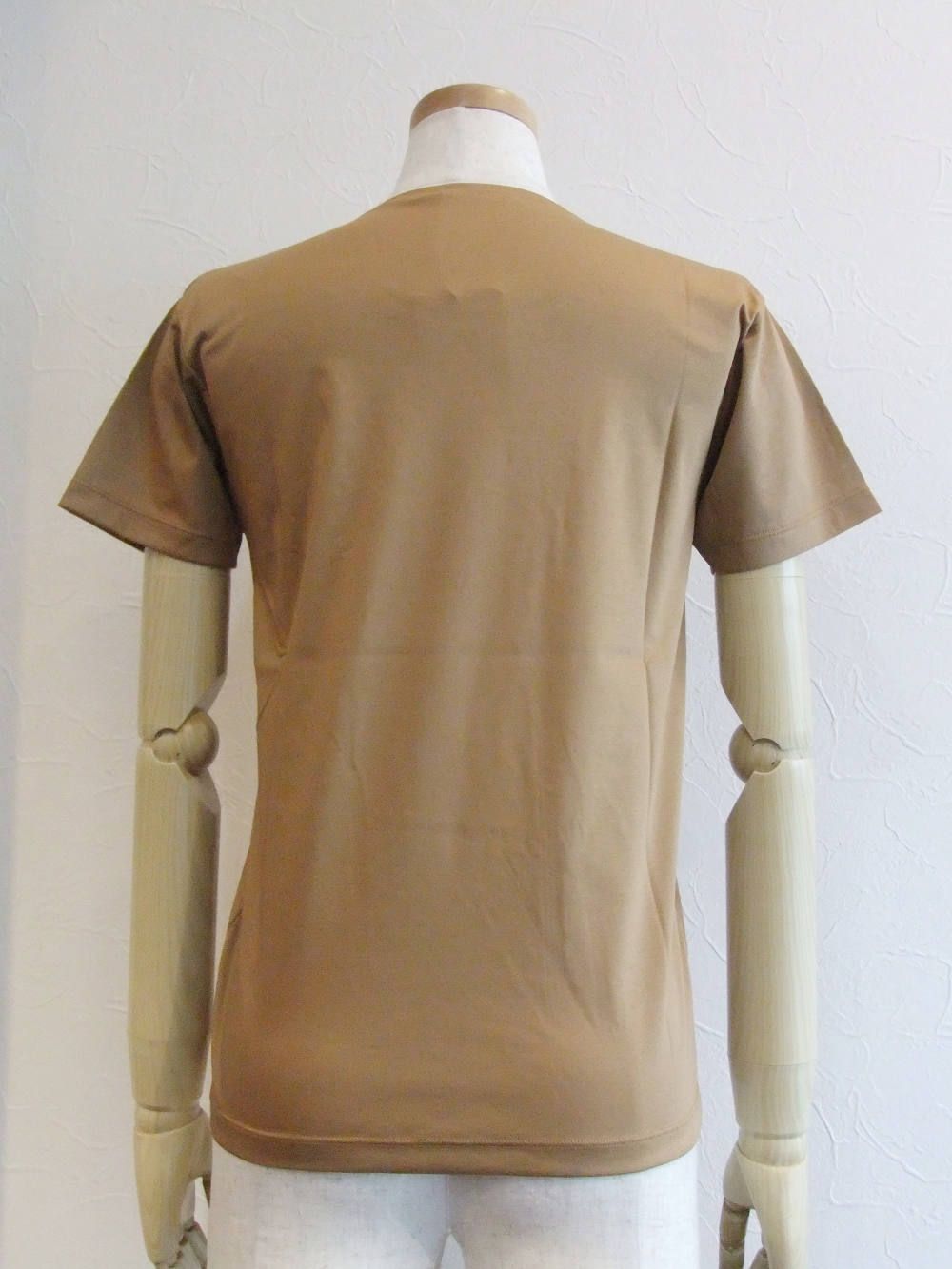 半袖 クルーネック コットン Tシャツ  (キャメル)