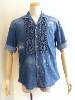 フリルピンタック ロールアップ デニムシャツ STRETCH DENIM 6.5oz RELAX DAN ROLL UP FIT   S71DM0147
