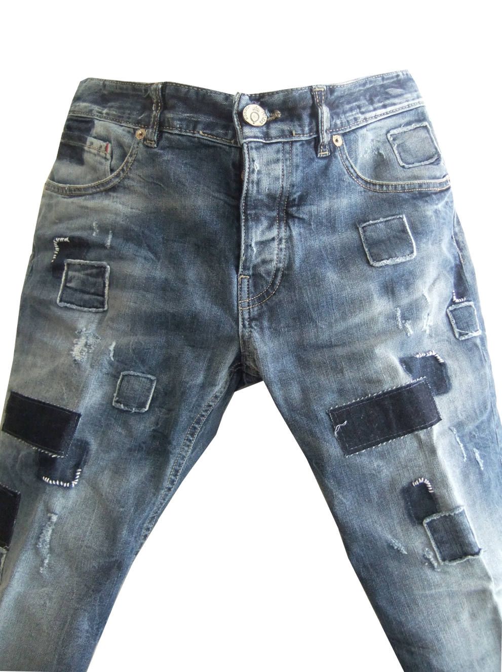 パッチワーク ダメージ デニム BARRET  T-303 L33F