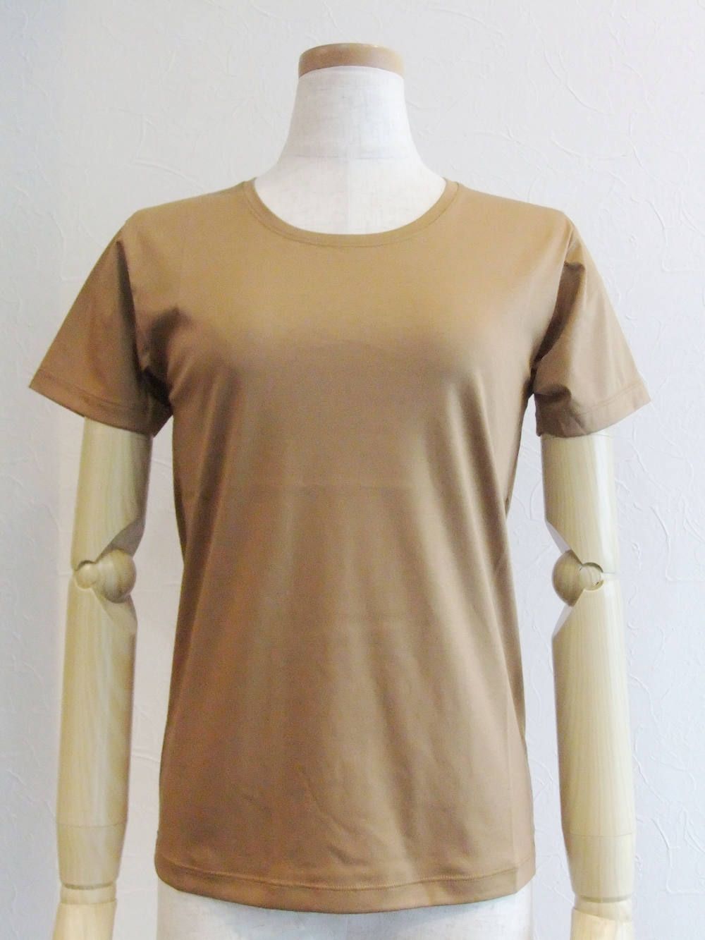 半袖 クルーネック コットン Tシャツ  (キャメル)