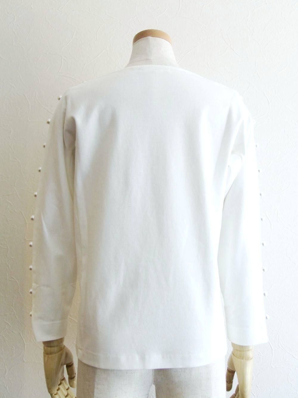 パール スリーブ 長袖 Tシャツ(ホワイト)182019