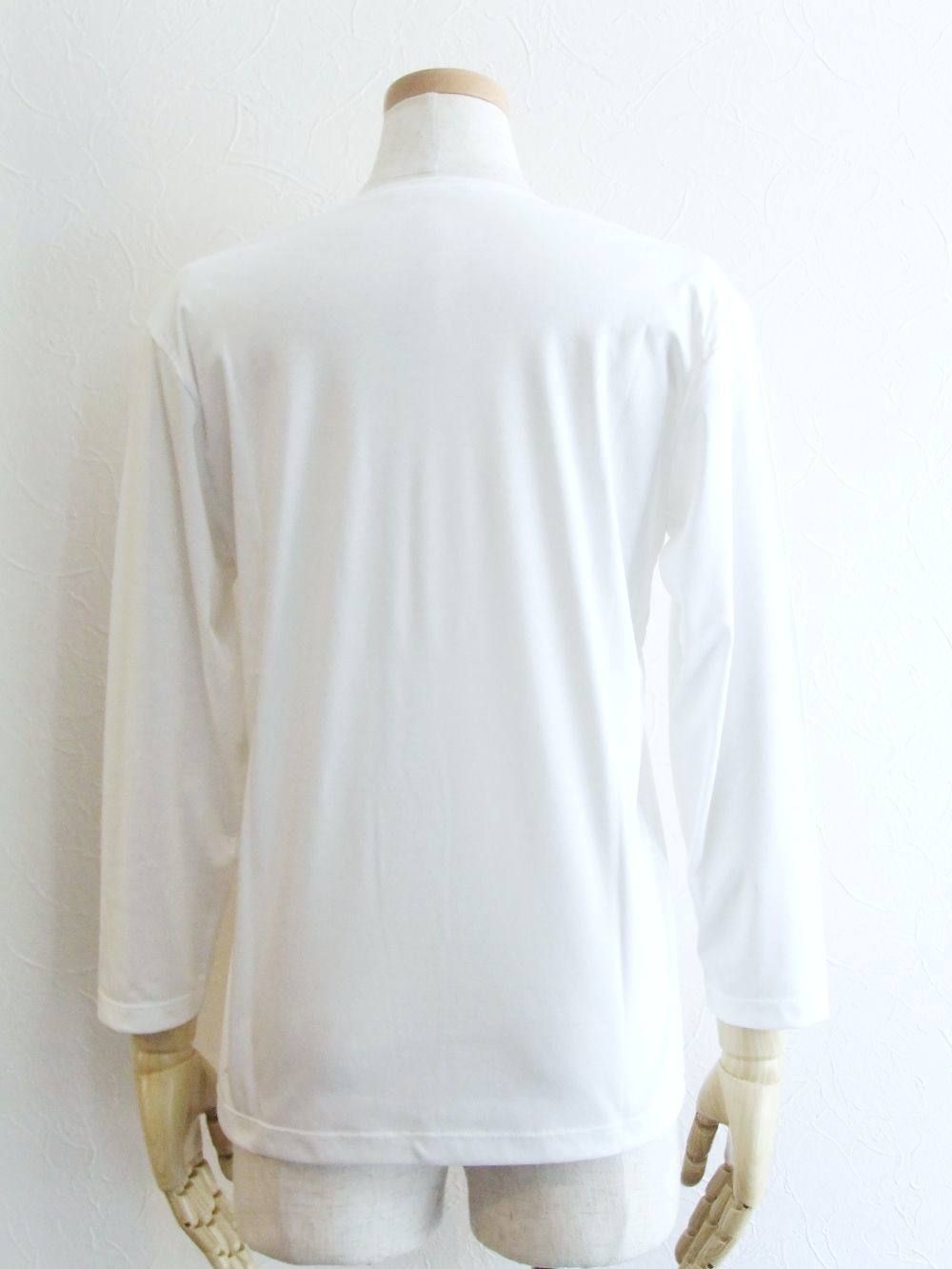 7分袖  クルーネック コットン Tシャツ (ホワイト)