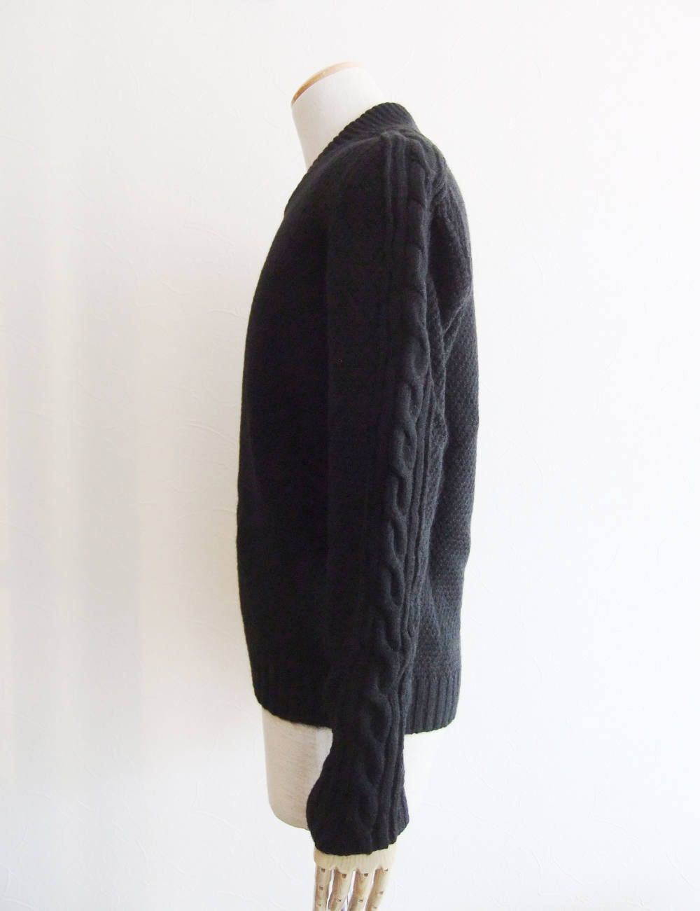 ショールカラーV-NECK ニット(BLACK) 9NV0615