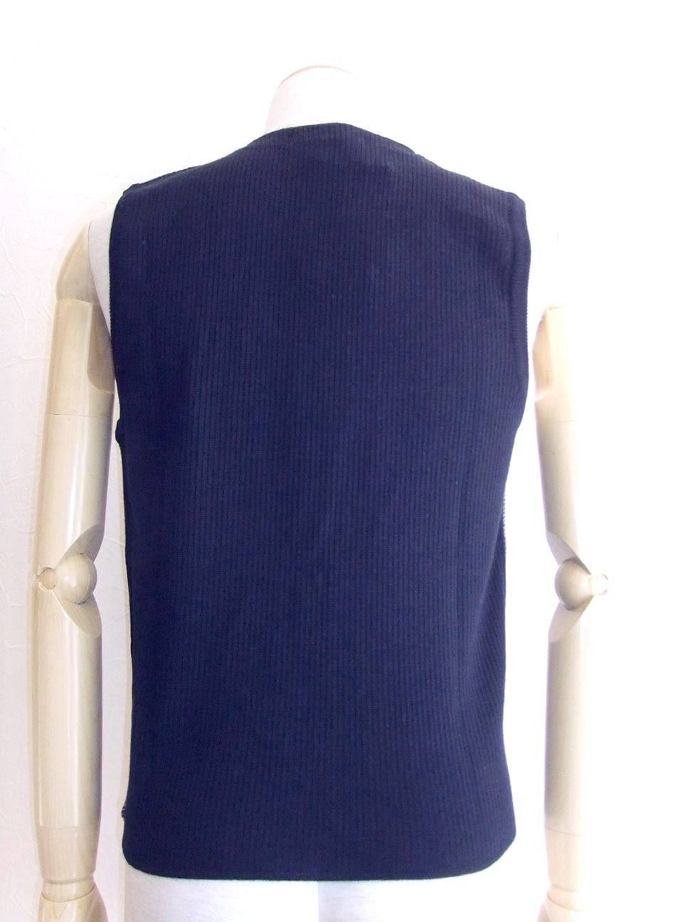 ダブル ウール ニット6Bベスト(NAVY)   LGSM41-51046