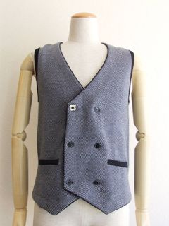 ダブル ウール ニット6Bベスト(NAVY)   LGSM41-51046