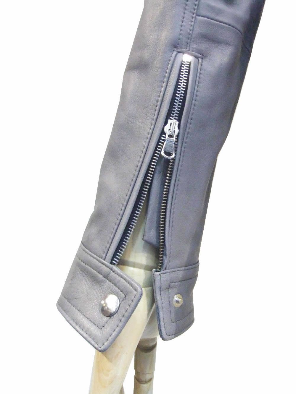 ANDREA  中綿入りラムスキン ナッパレザー シングルライダースジャケット