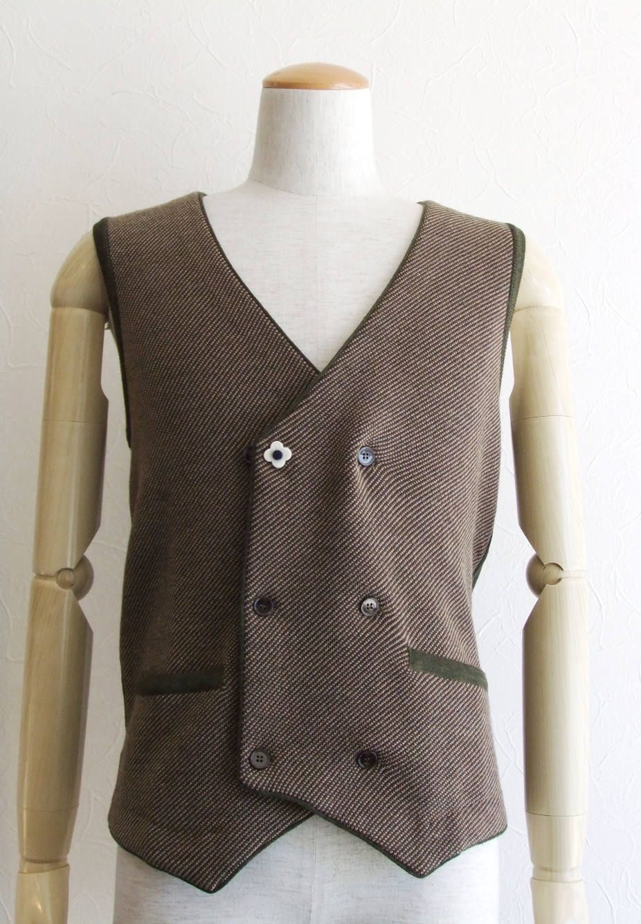 ダブル ウール ニット6Bベスト(KHAKI)   LGSM41-51046