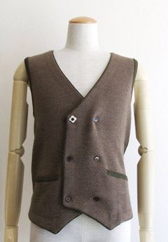 ダブル ウール ニット6Bベスト(KHAKI)   LGSM41-51046