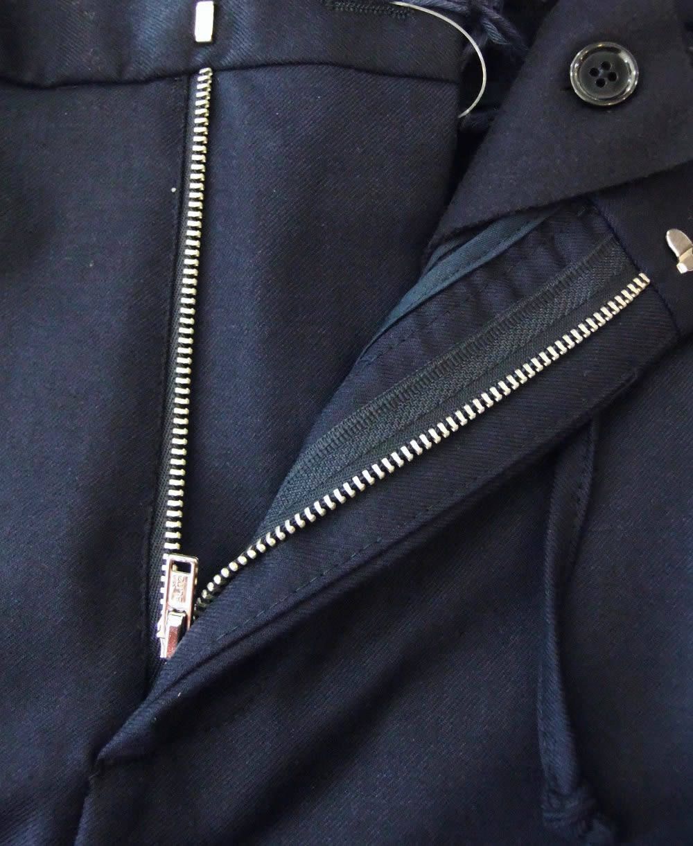 1プリーツテーパード ウールパンツ(NAVY)