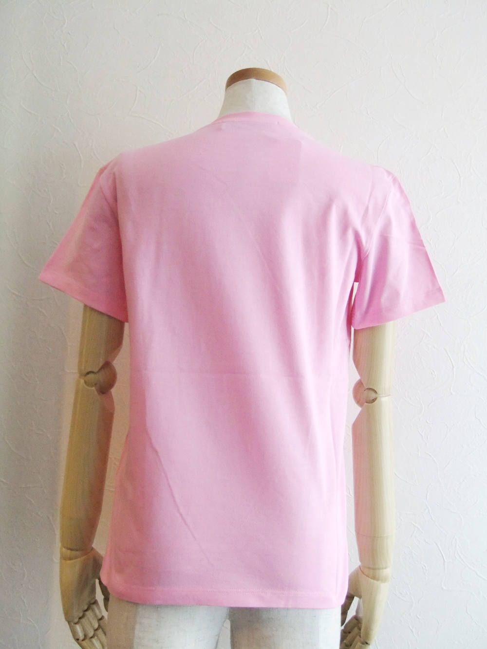 《LADIES》 手描き ロゴプリント コットン T-シャツ (ピンク)  MDM60-195298