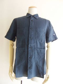 FISSATO DYE TREATMENT リネンガーメントダイ シャツ (NAVY) 701511501