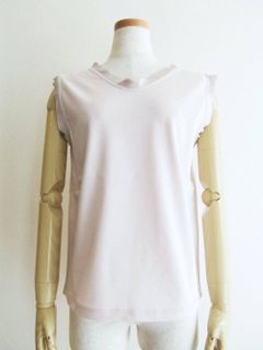 サテン フリル ノースリーブ Tシャツ  191003