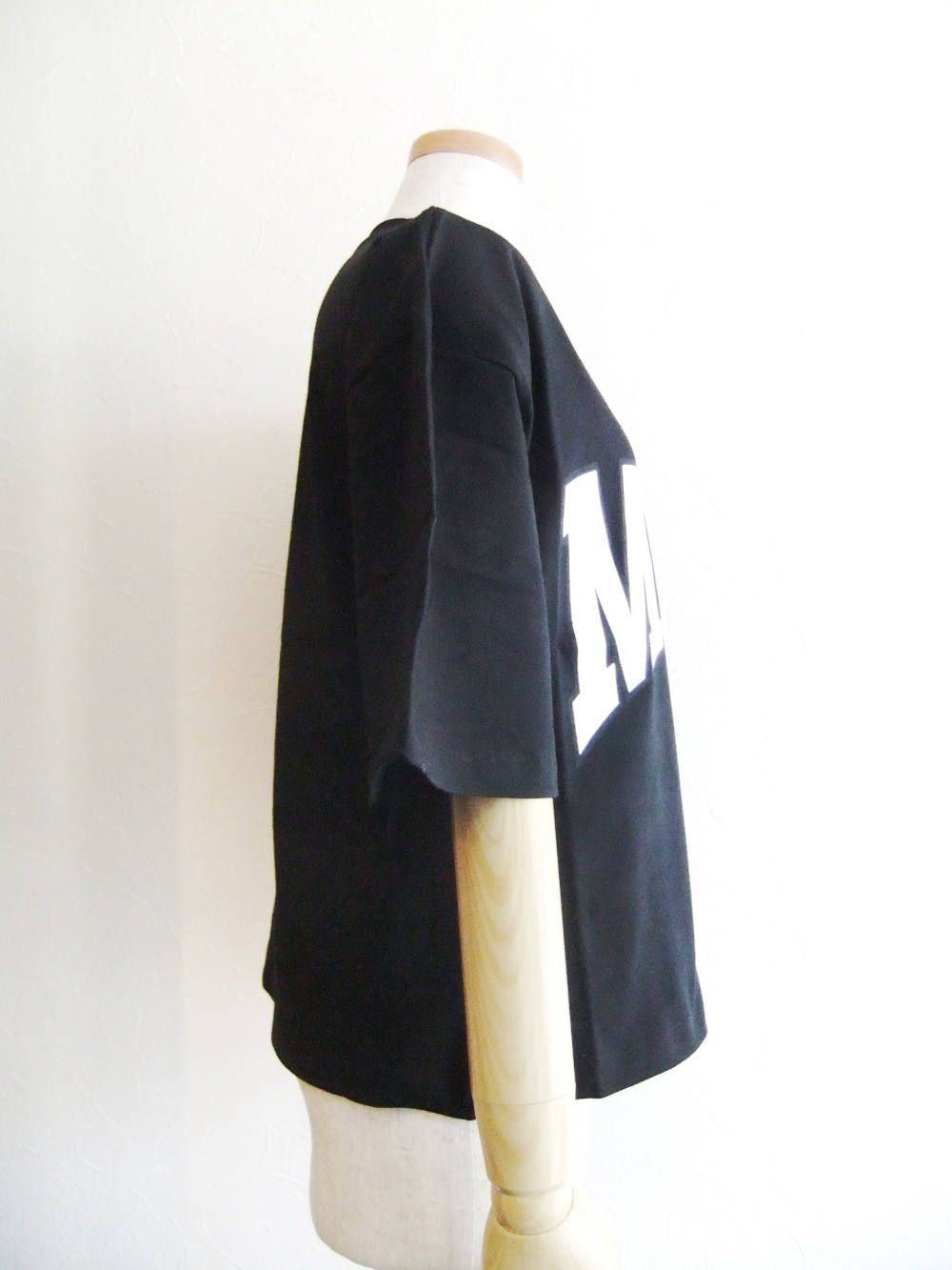 《LADIES》 ロゴプリント + ヤシの木プリント コットン Tシャツ (ブラック)  MDM164-195298