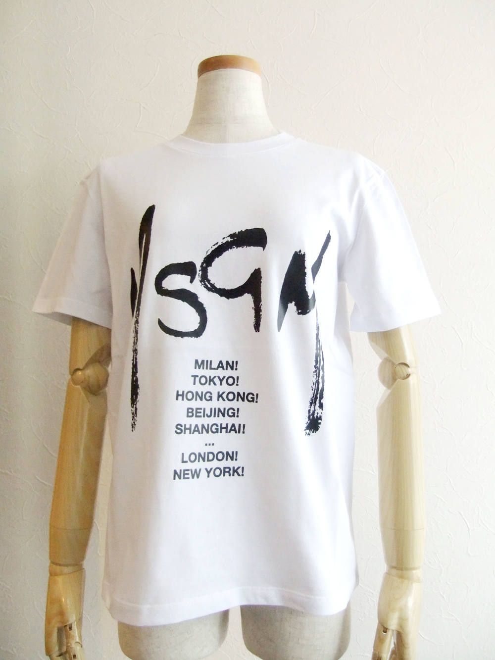 《LADIES》 手描き ロゴ+ CITY ロゴプリント コットン Tシャツ (ホワイト)  MDM174-195298