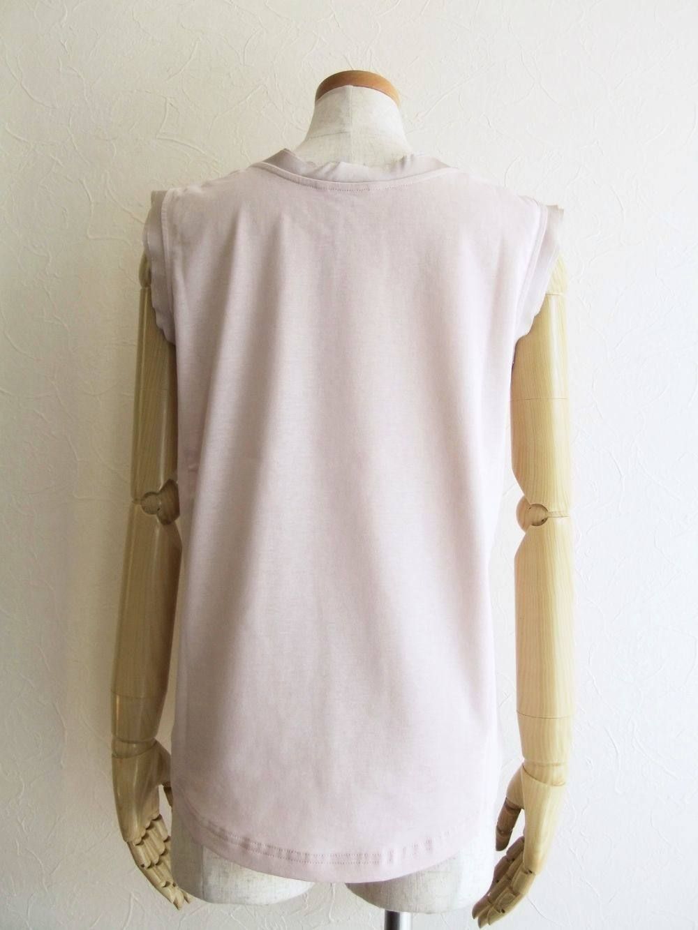 サテン フリル ノースリーブ Tシャツ  191003