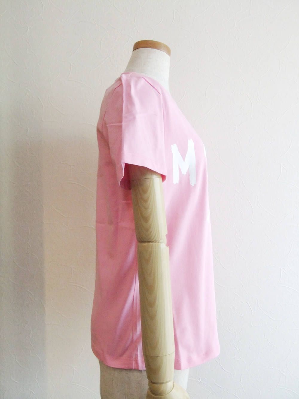 《LADIES》 手描き ロゴプリント コットン T-シャツ (ピンク)  MDM60-195298