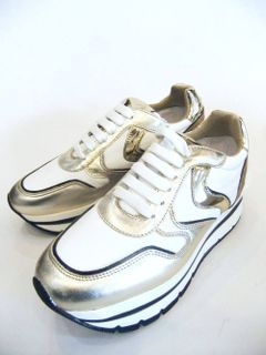 〈LADIES〉 MAY POWER  ナイロン×レザー  スニーカー (ホワイト×ブラック×ゴールド)   1Q27