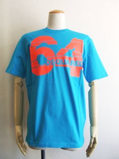 64 プリント T-SHIRT  (BLUE) Super Negative Dyed Stud Fit  S71GD0764