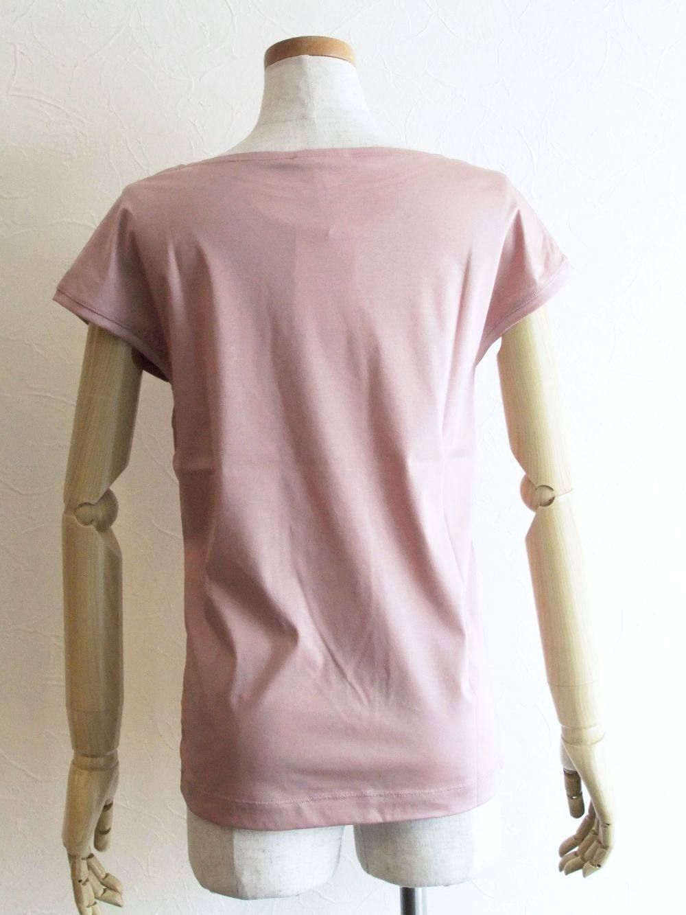 フレンチスリーブ コットン Tシャツ (モスピンク)