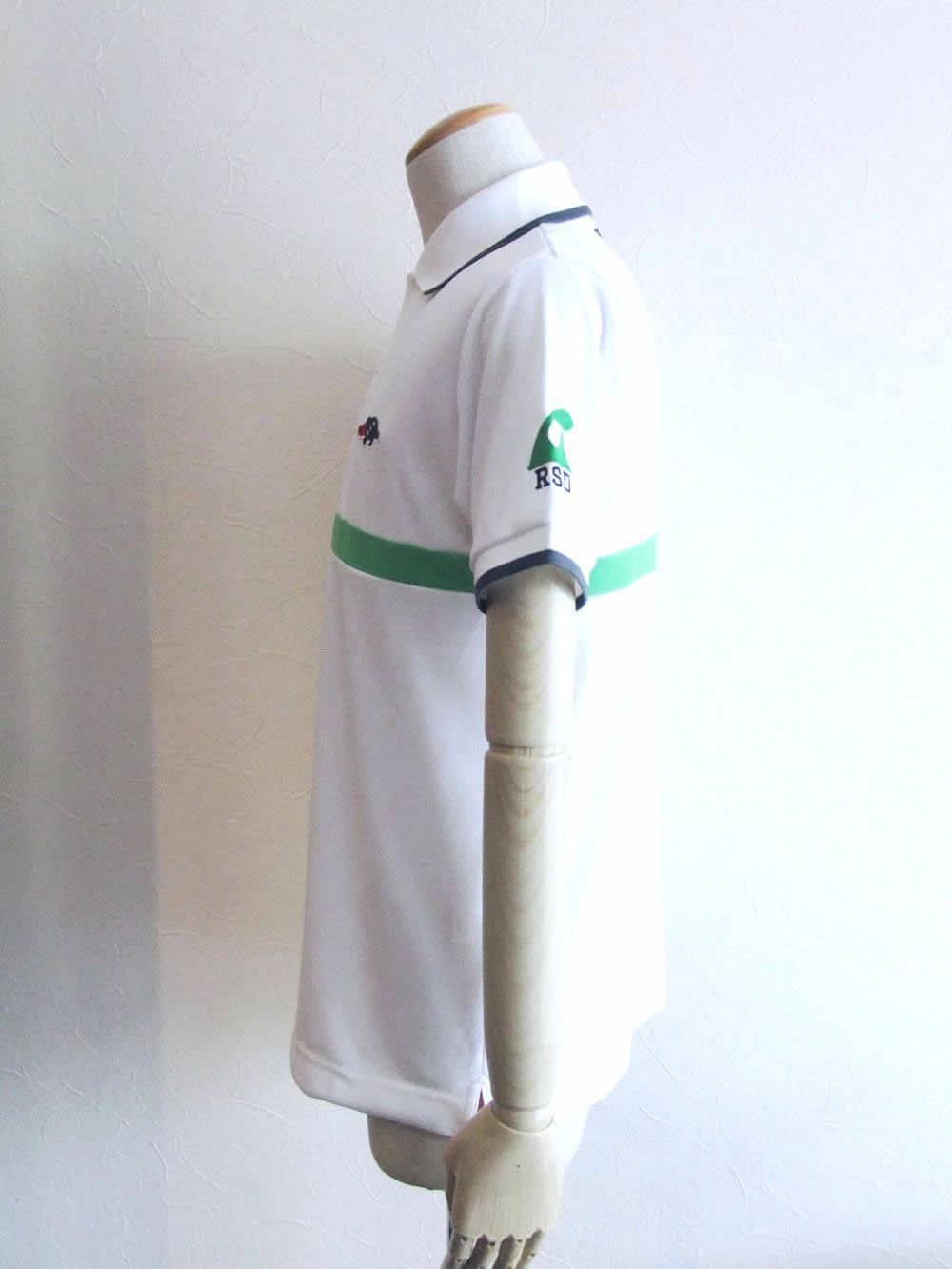 SLIM HORIZON POLO ( WHITE × GREEN )  半袖ポロシャツ