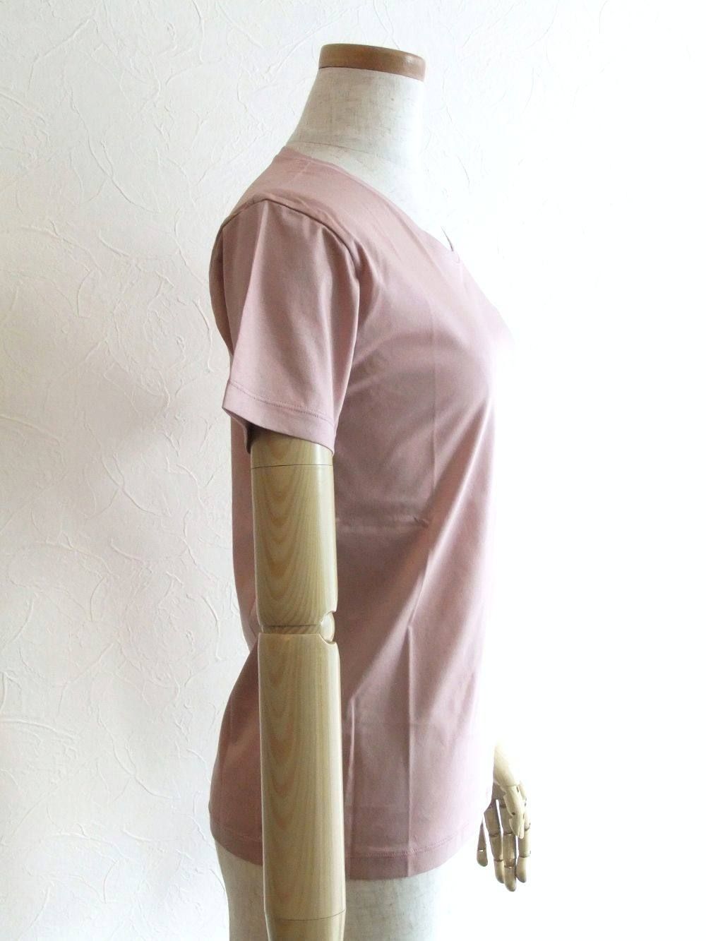 半袖 クルーネック コットン Tシャツ (モスピンク)
