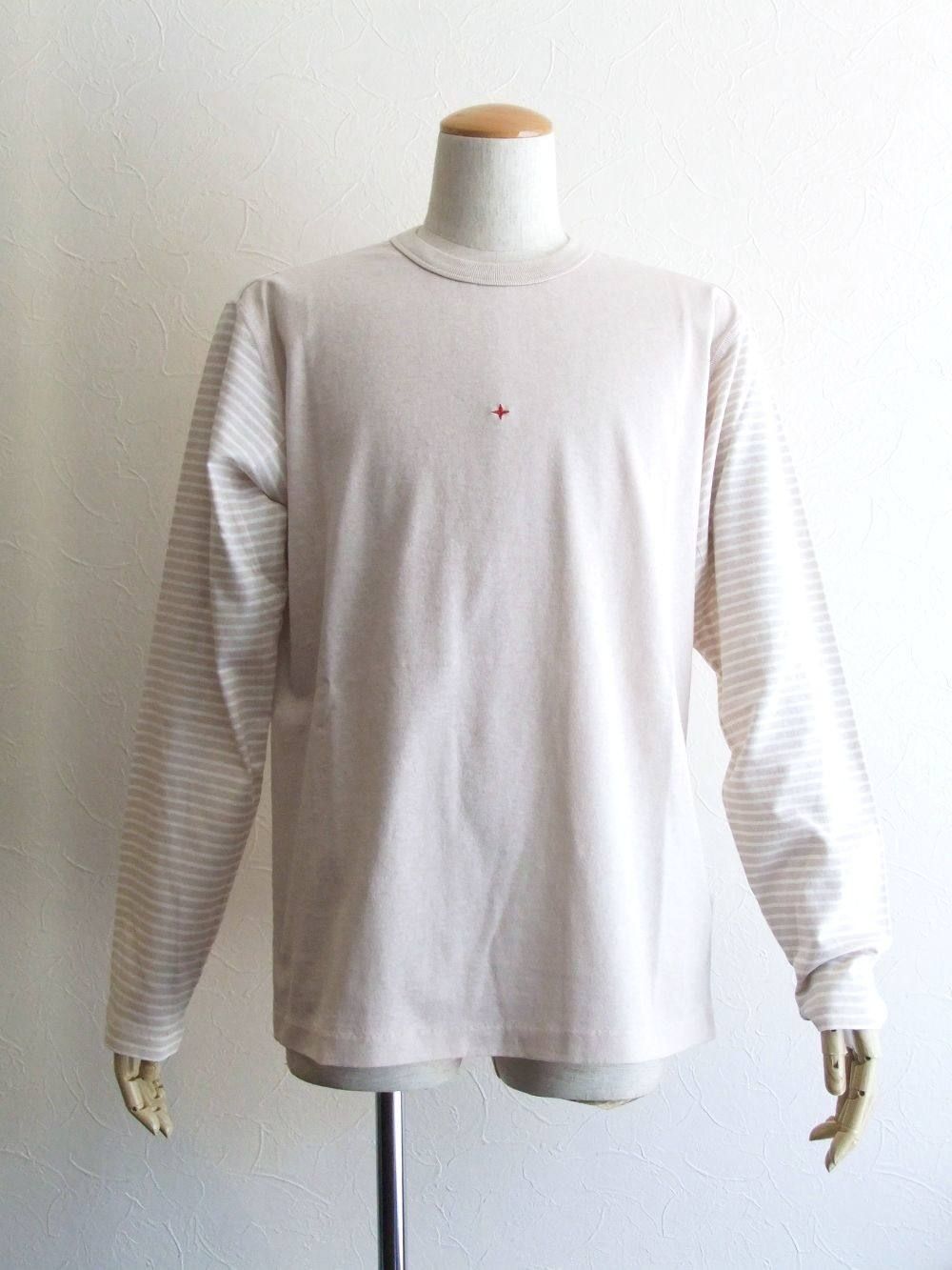 STRIPED  プリント切替 クルーネック L/Tシャツ  7015244X4