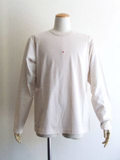 STRIPED  プリント切替 クルーネック L/Tシャツ  7015244X4