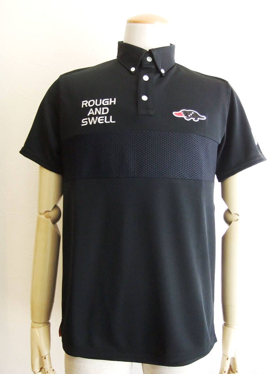 BUMP POLO (BLACK) 鹿の子半袖ポロシャツ